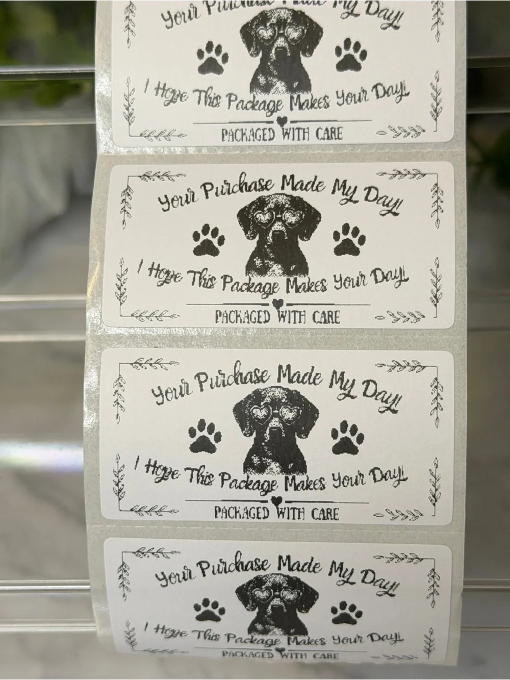 200 Dog Thank You Stickers 2x1 Packaged with Care Small Business Shipping Label